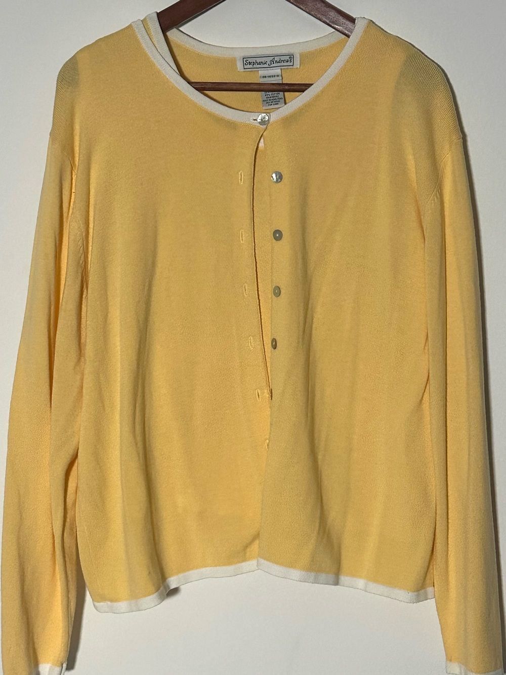 Stephanie Andrews Yellow Button Front Cardigan Sweater XL